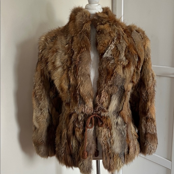 Vintage Luxurious Brown/Tan/Cream Fur Jacket with Cord Tie at Waist - Unbranded - Picture 12 of 12